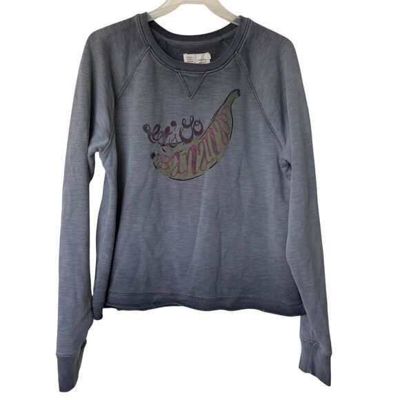 Anthropologie Saturday Sunday Sweatshirt Women's L Gray Burnout Let's Go Bananas - Picture 2 of 15
